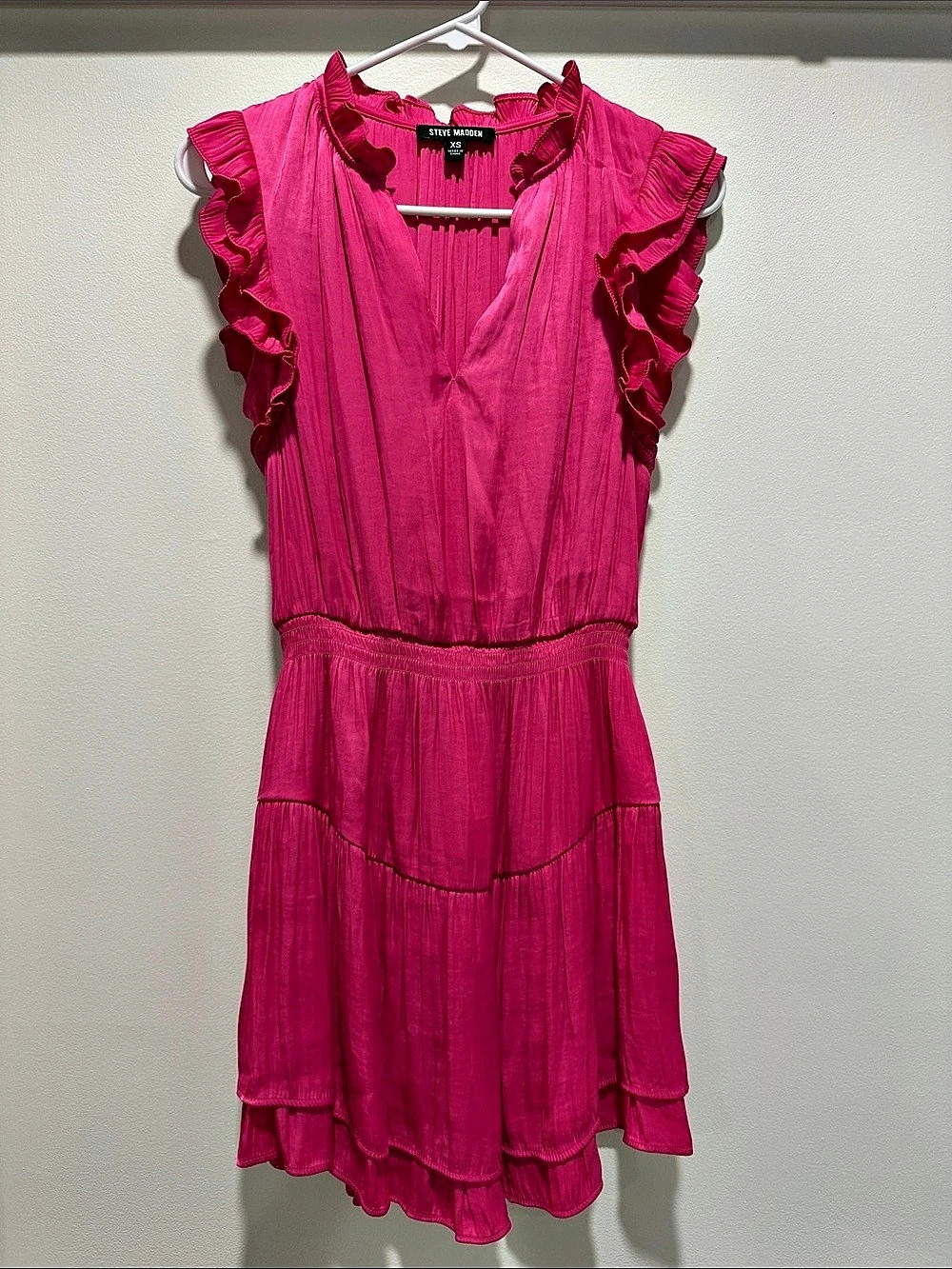Steve Madden Prairie Dreams Dress Ruffle Mini Pink XS